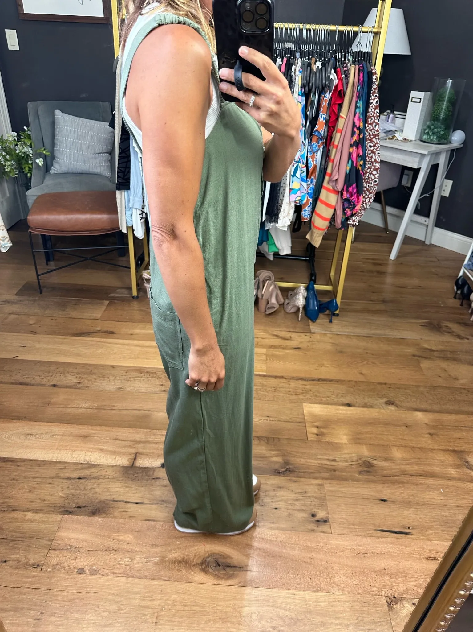 Always Listening Wide-Leg Jumpsuit - Olive