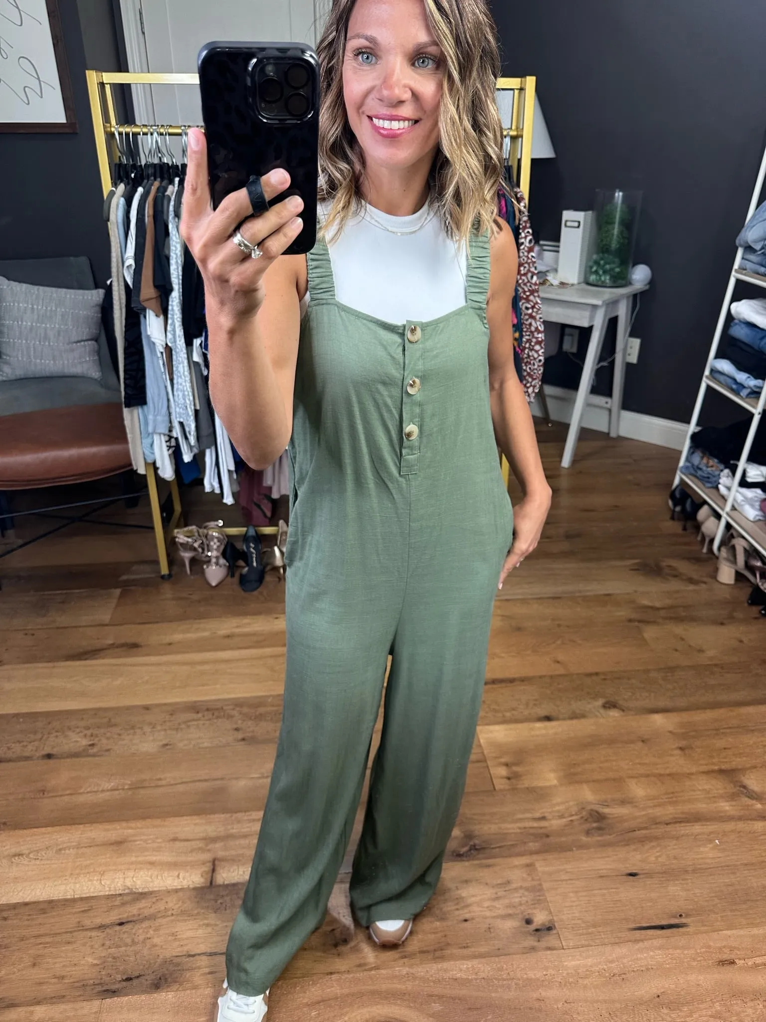 Always Listening Wide-Leg Jumpsuit - Olive