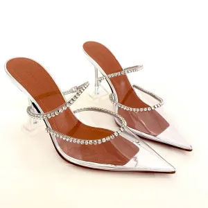 Amina Muaddi Gilda Crystal Embellished PVC Mules