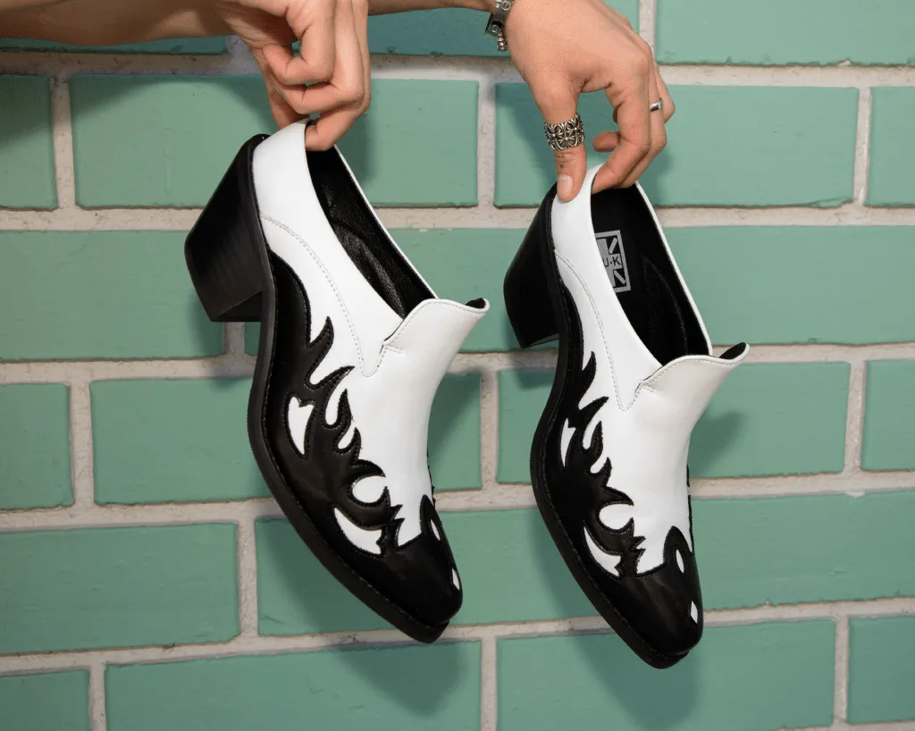 Black & White Flame Western Mule