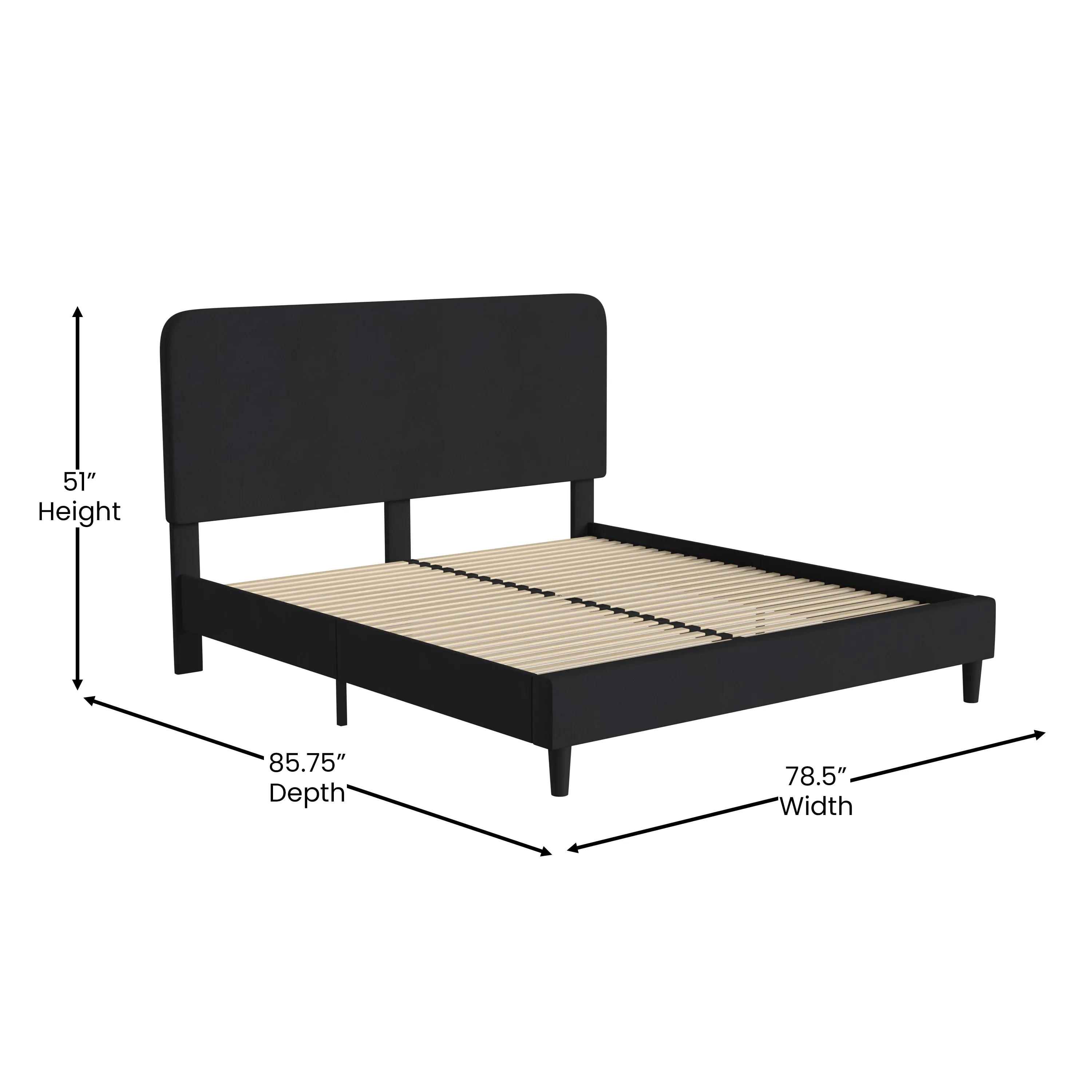 Black King Size Platform Bed HG-3WPB21-K04-K-BK-GG