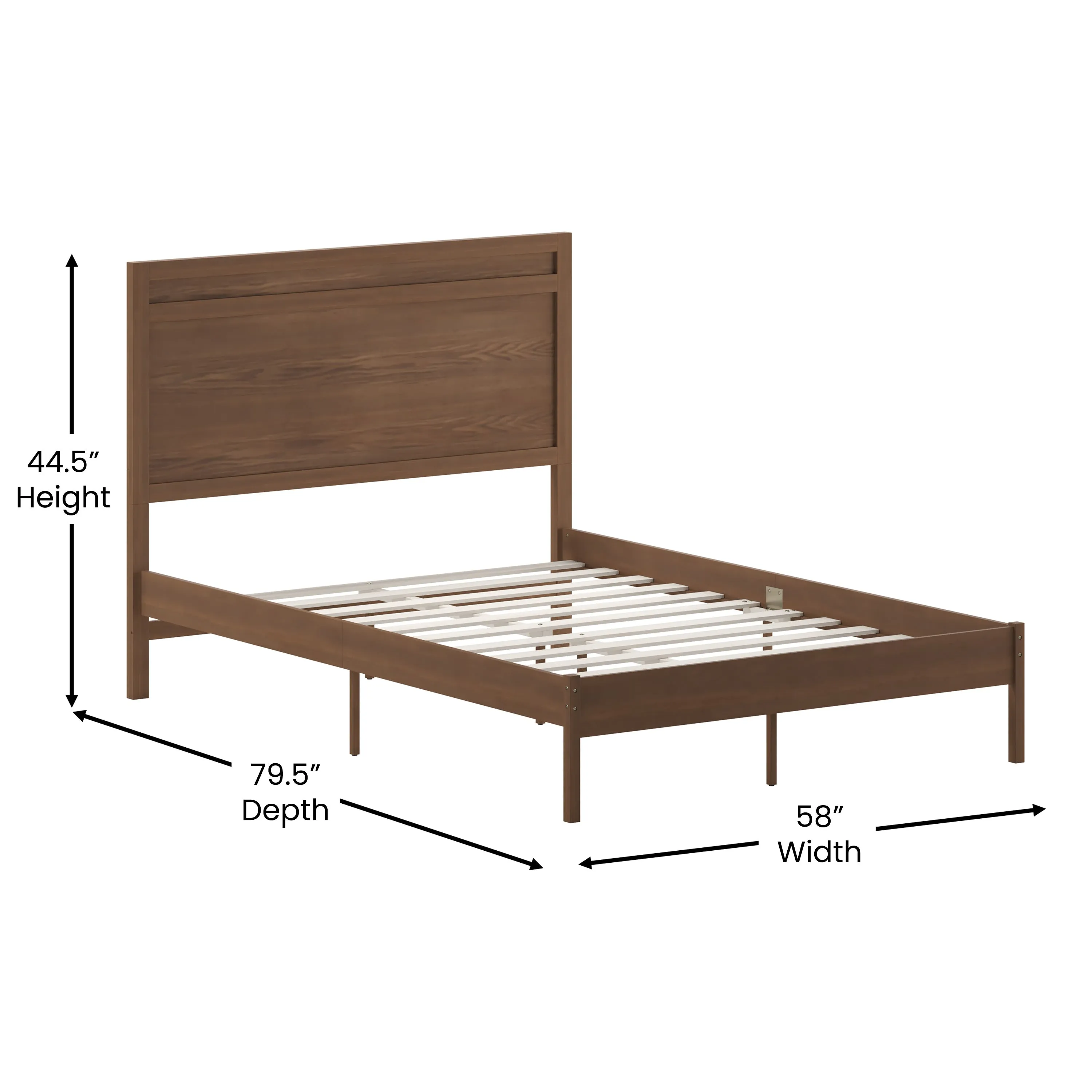 Brown Full Wooden Platform Bed MG09003FB-F-BRN-GG