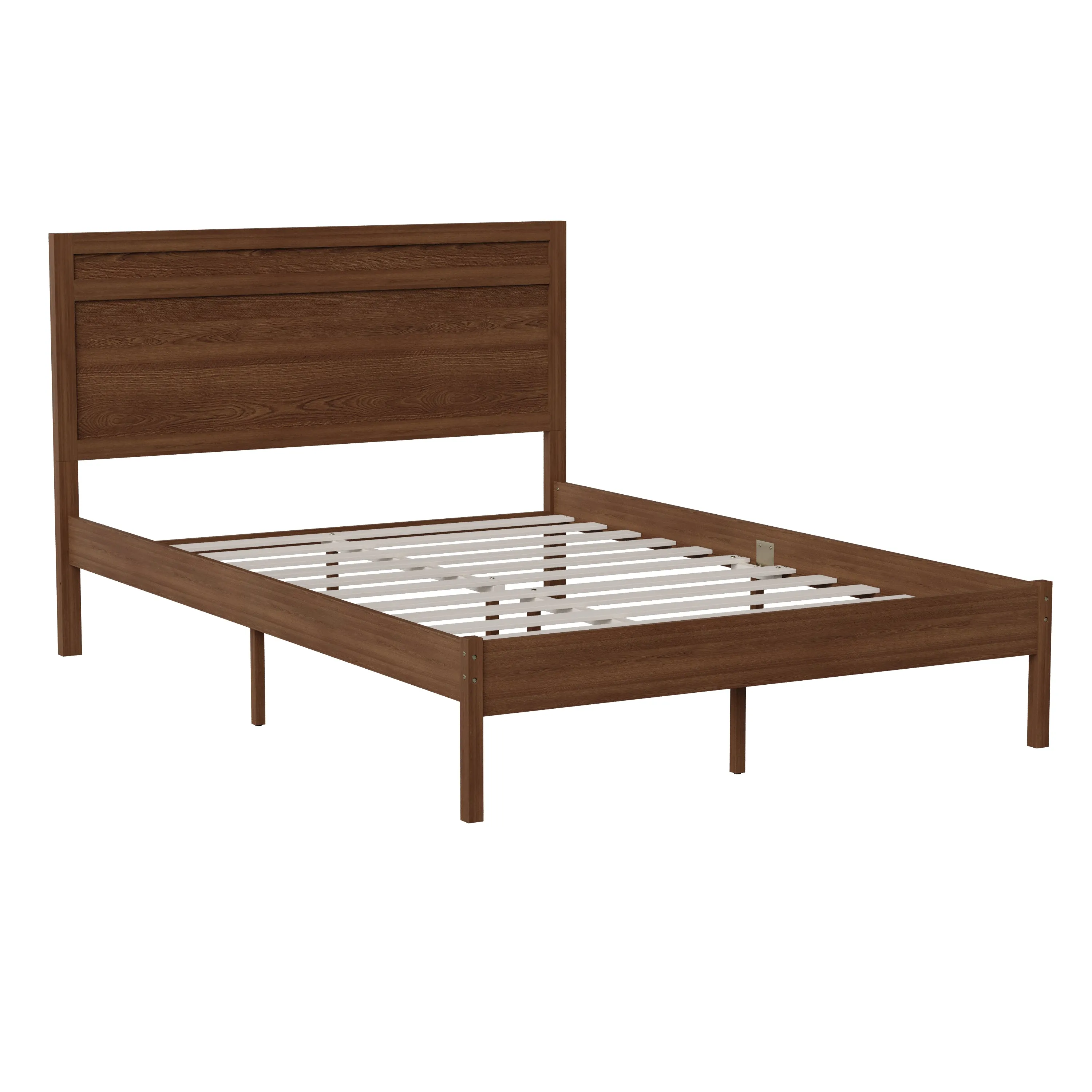 Brown Full Wooden Platform Bed MG09003FB-F-BRN-GG