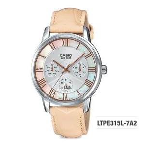 Casio Standard Analog-Ladies Beige Leather Strap Watch LTPE315L-7A2