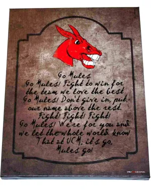 Central Missouri Mules Pro Graphs "UCM Fight Song" Tan 18" X 24" Canvas