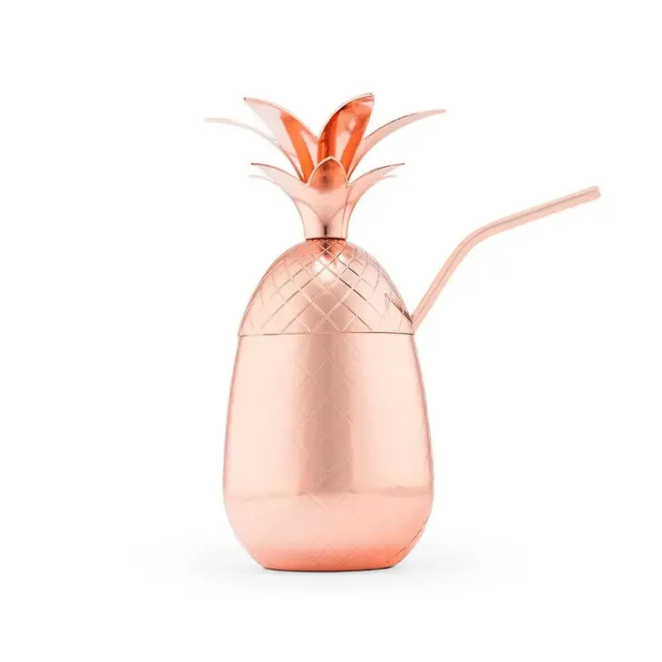 Copper Pineapple Party Cup with Straw