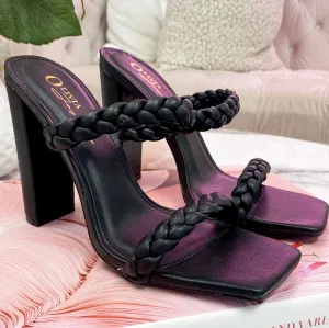 Darrah Braided Heels: Black