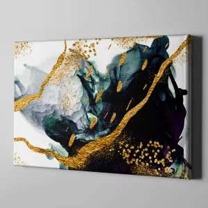 Emerald and Gold Abstract Oil Gallery Wrapped Canvas