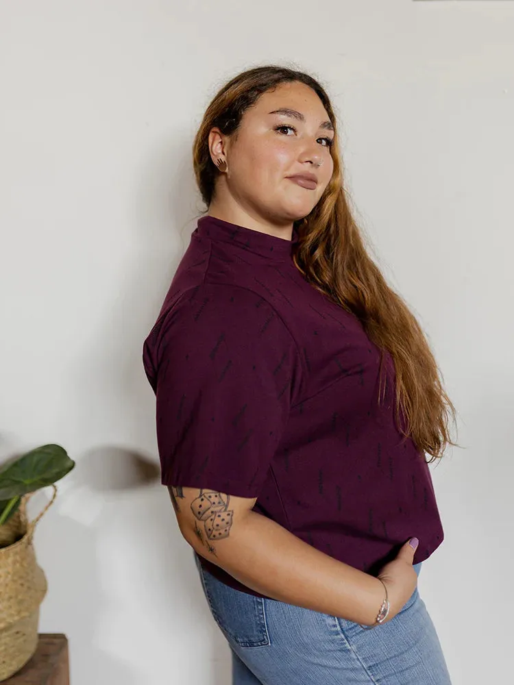 Eve Top in Dark Purple Diamond Vine