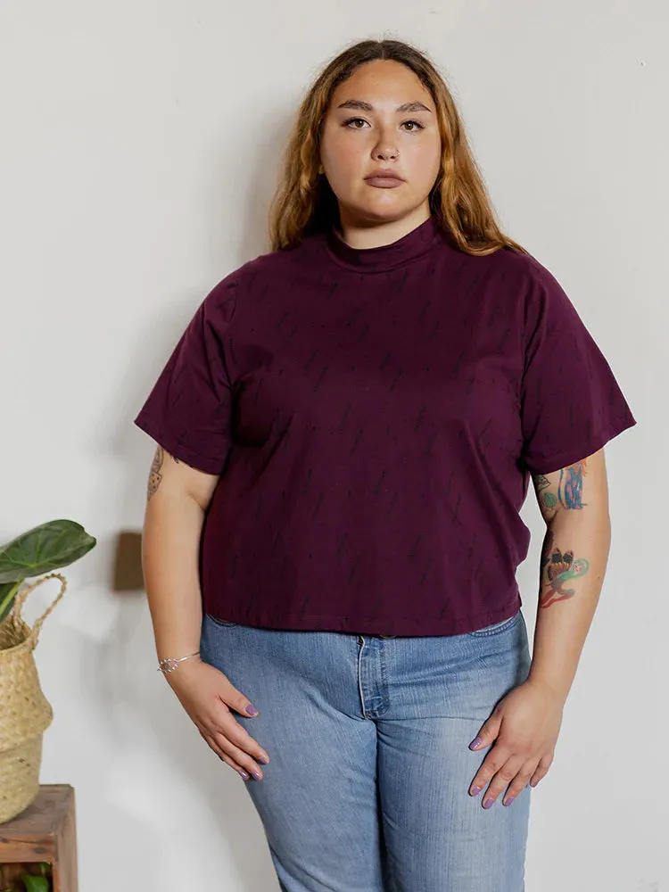 Eve Top in Dark Purple Diamond Vine