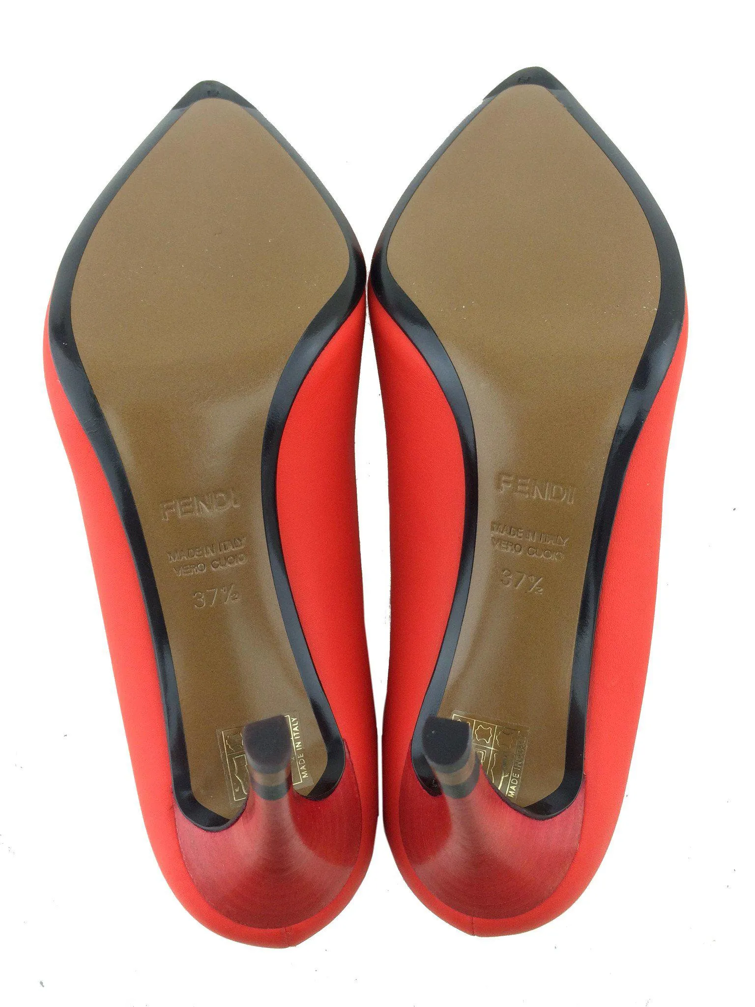 Fendi Anne Leather Point Toe Pumps Size 7.5 NEW