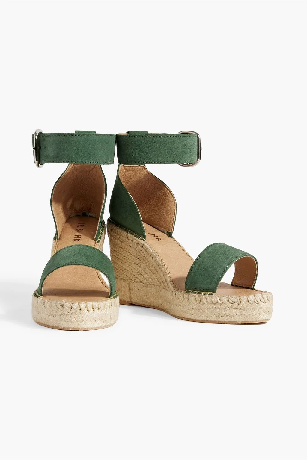 Gaby wedge sandals suede espadrilles IRIS & INK, green