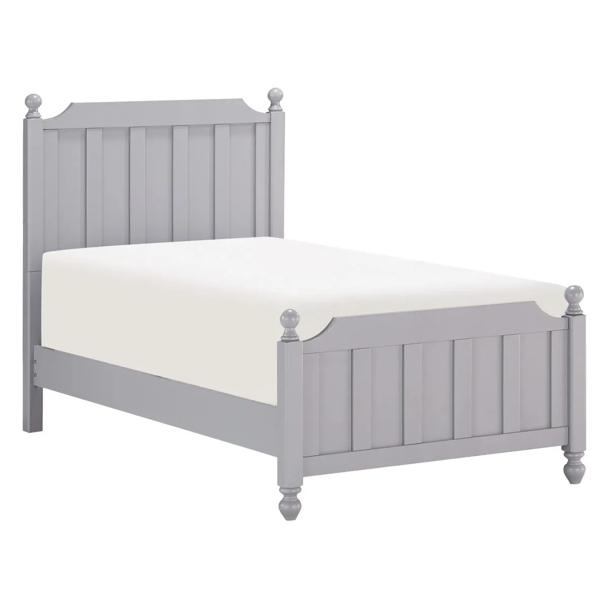 Gray Wood Twin Bed with Headboard & Footboard