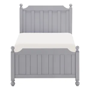 Gray Wood Twin Bed with Headboard & Footboard