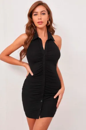 Halter Neck Ruched Bodycon