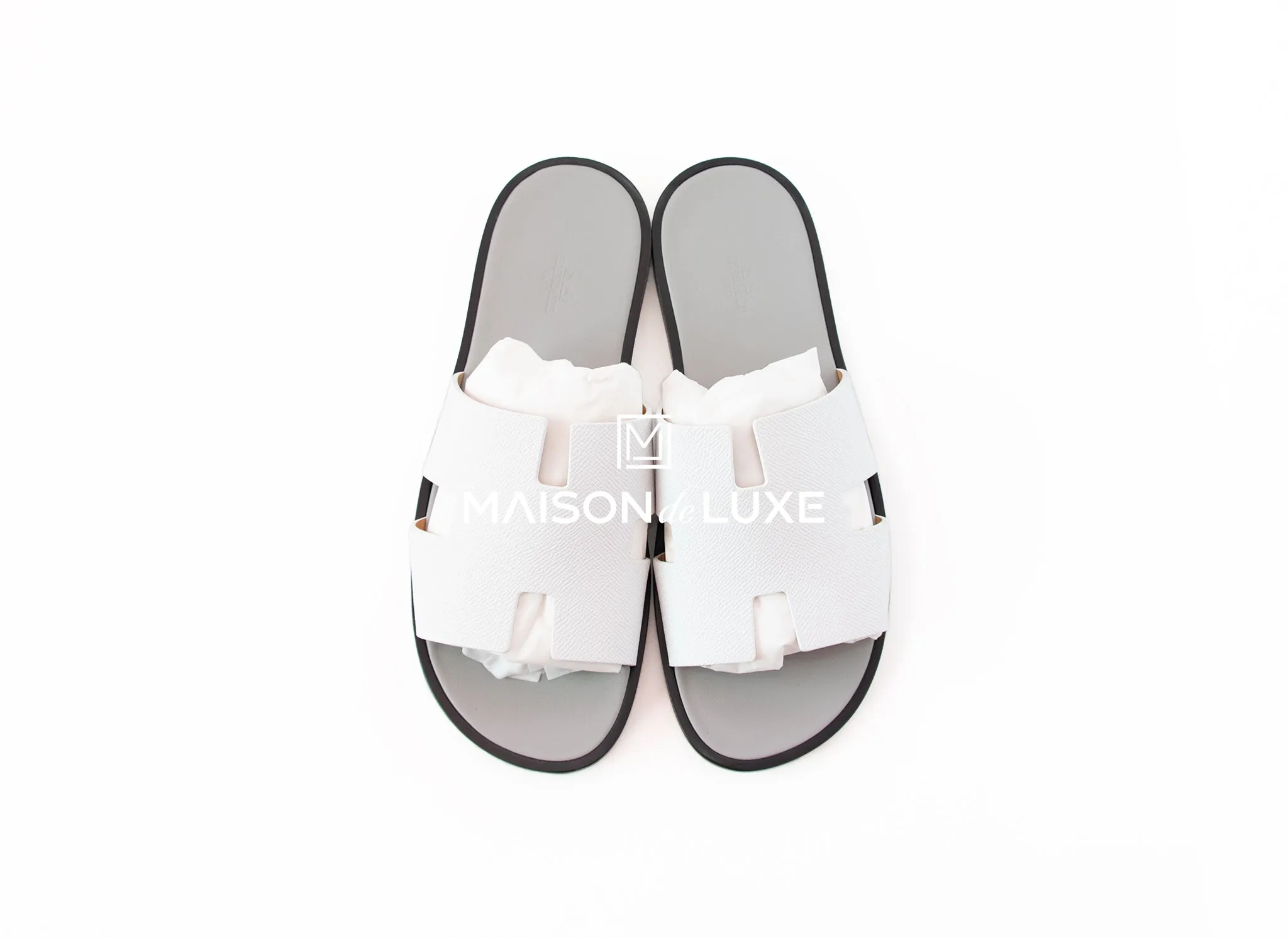 Hermes Men's White Gray Izmir Sandal 43 Shoes