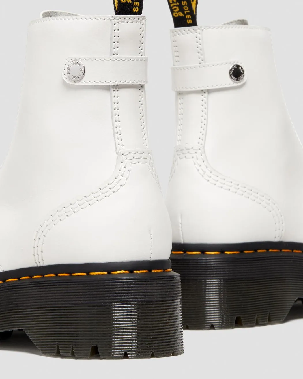 Jetta Zipped White Leather Platform Boots