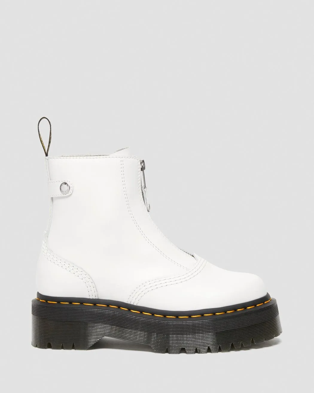 Jetta Zipped White Leather Platform Boots