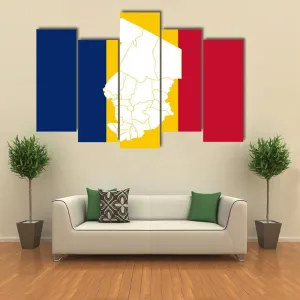 Map In Chad Flag Canvas Wall Art