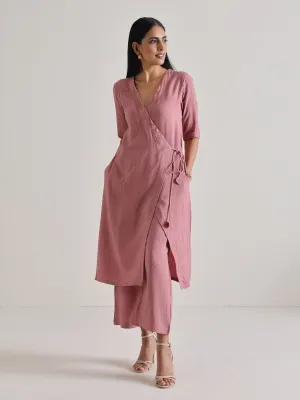 Mauve Angrakha Kurta Set