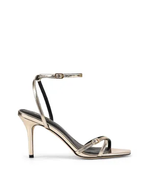 Niah Strappy Sandals - Gold Mirror Metallic Leather