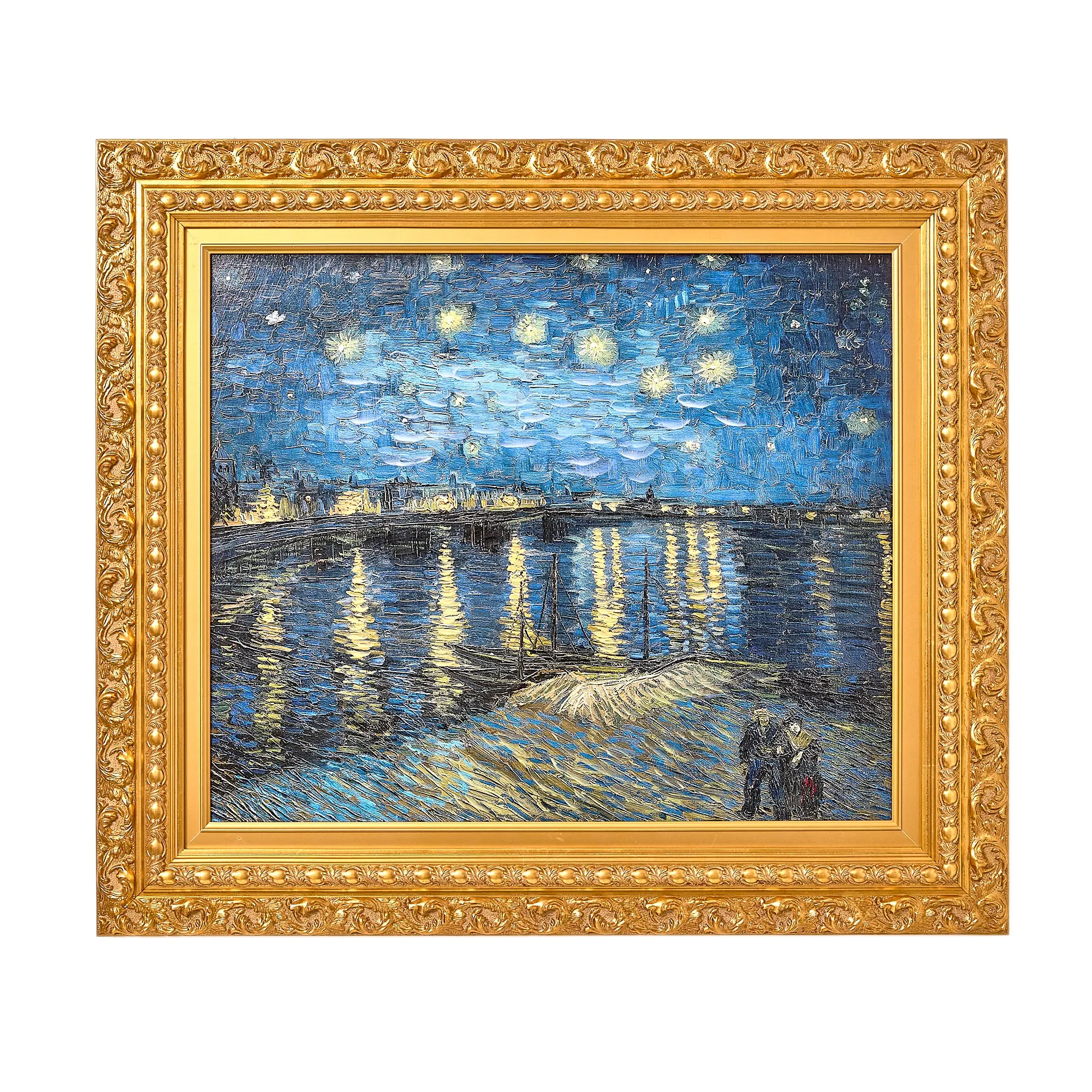 Ornate Framed Starry Night Over the Rhone Canvas Print by Vincent van Gogh 31.75" x 27.62"