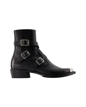 Punk Leather Ankle Boots