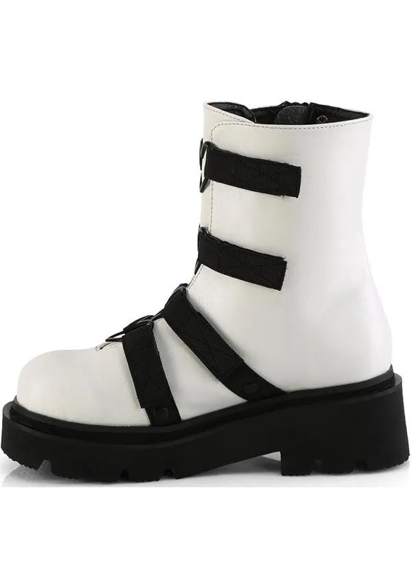 RENEGADE-50 [White Vegan Leather-Nylon] | BOOTS [PREORDER]