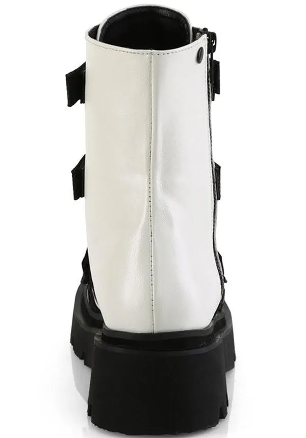 RENEGADE-50 [White Vegan Leather-Nylon] | BOOTS [PREORDER]