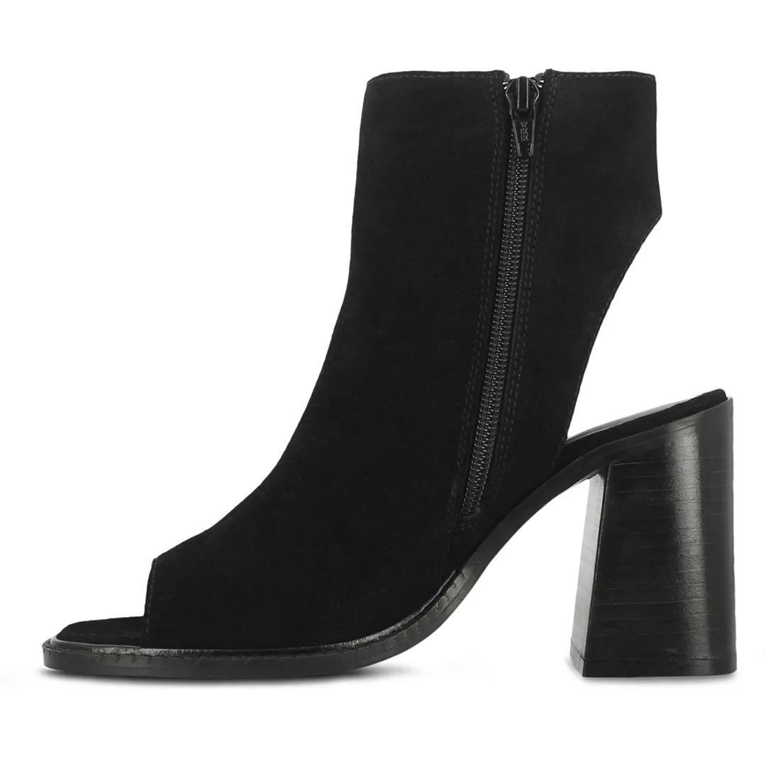 Saint Trudy Black Suede Leather Block Heels