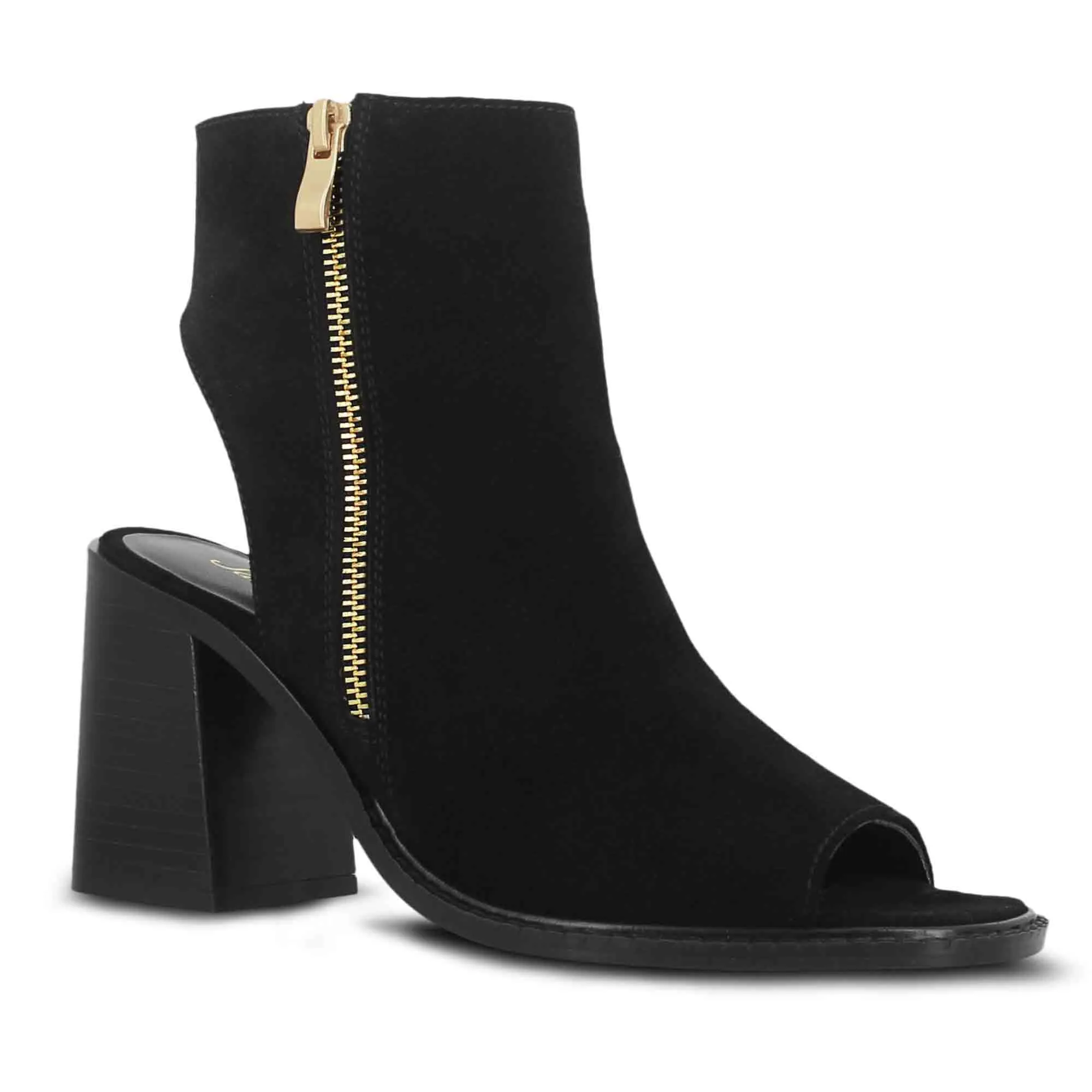 Saint Trudy Black Suede Leather Block Heels