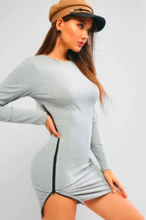 Side Zip Full Sleeves Bodycon