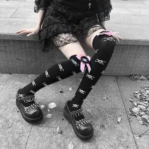 Skull n Bones Thigh Highs