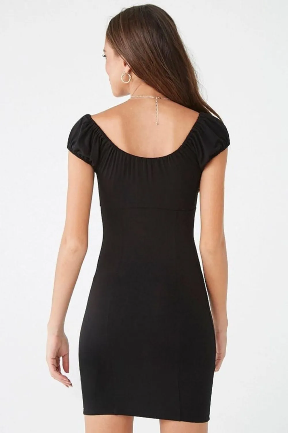 Solid Shirred Mini Dress