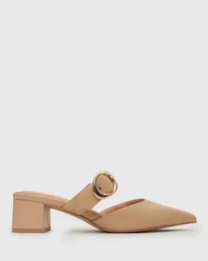 SUNNIE Leather Pointy Dress Mules