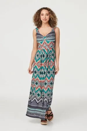 Tie Dye Print A-Line Maxi Dress