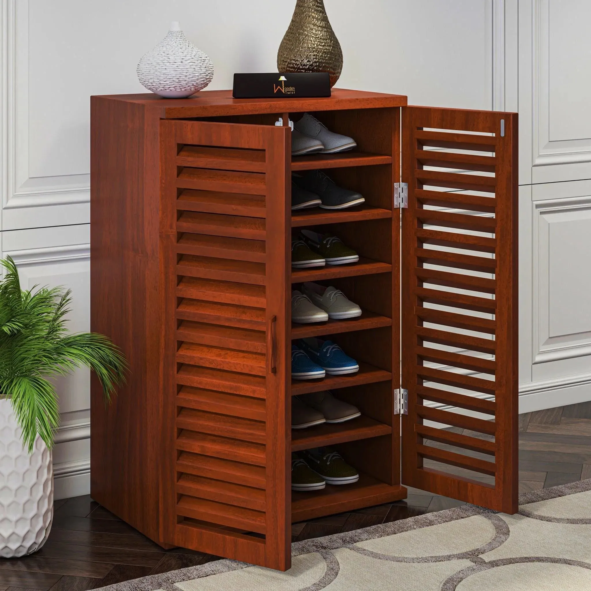 Wooden Shoe Rack Cabinet In Teak Wood