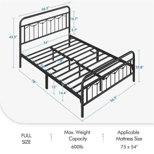 Yaheetech Metal Bed Frame with Headboard and Footboard